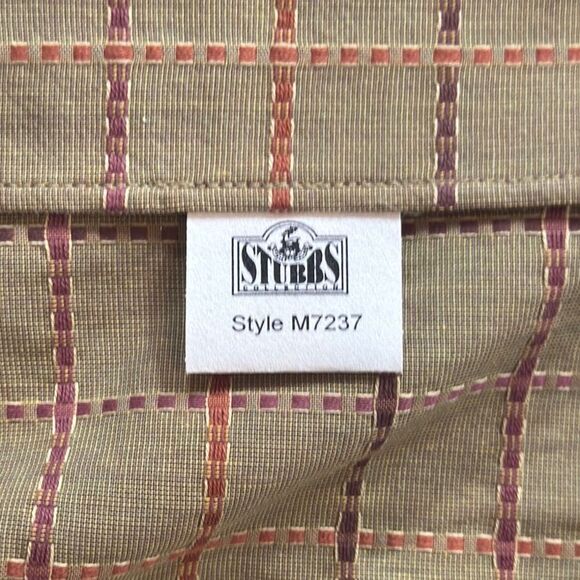 Men's Stubbs Collection Olive Check Long Sleeve Western Shirt Size L No Buttons - Picture 8 of 13